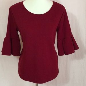 Green Envelope Bell Sleeve Blouse